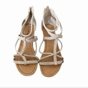 American Eagle Women’s Gladiator Sandals Size 9 Tan Faux Suede Braided Bohemian